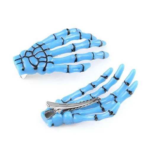 1 pair Fashion Hair Accessories Skeleton Claws Skull Hand Hair Clip Hairpin Zombie Punk Horror Bobby Pins Barrette For Women