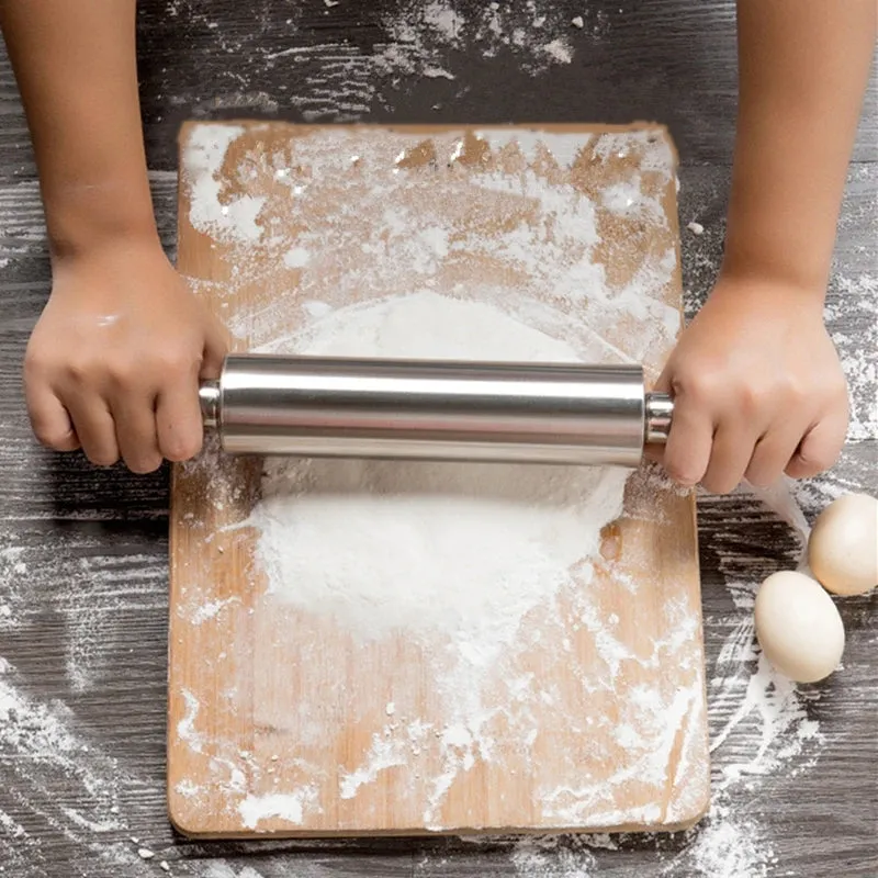 1pc Durable Steel Rolling Pin - Perfect for Homemade Pizza, Cookies, and Pastry Dough - Essential Tool for Home Bakery and Baking Enthusiasts