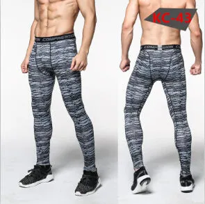 2016 Men Compression Pants Tights Casual  Bodybuilding Mans Trousers Brand Camouflage Army Green Skinny Leggings