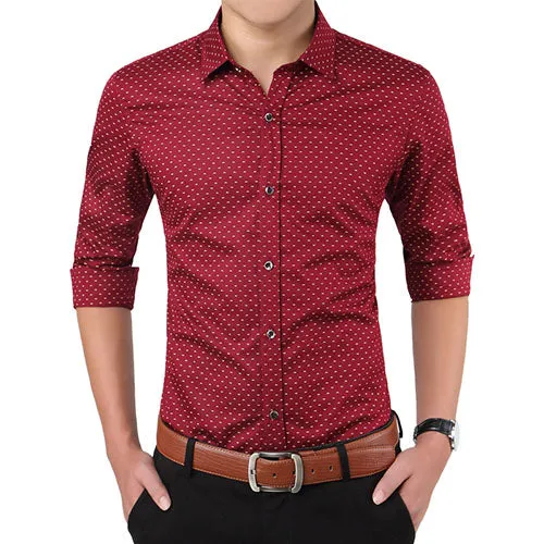 2017 New Autumn Fashion Brand Men Clothes Slim Fit Men Long Sleeve Shirt Men Polka Dot Casual Men Shirt Social Plus Size M-5XL