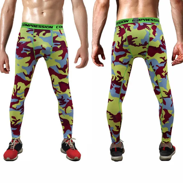 2017 New men camouflage/compression tights/Leggings Running sports/Gym male trousers/capris of fitness/pants of quick-drying