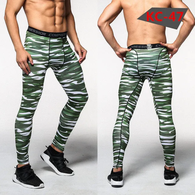 2017 New men camouflage/compression tights/Leggings Running sports/Gym male trousers/capris of fitness/pants of quick-drying