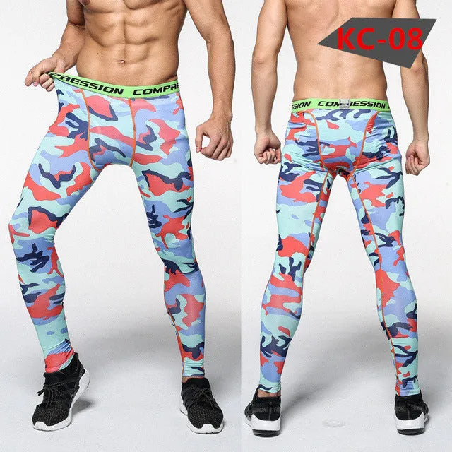 2017 New men camouflage/compression tights/Leggings Running sports/Gym male trousers/capris of fitness/pants of quick-drying