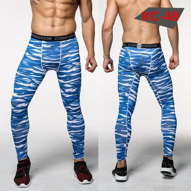 2017 New men camouflage/compression tights/Leggings Running sports/Gym male trousers/capris of fitness/pants of quick-drying