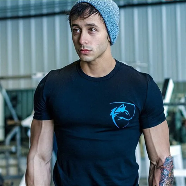 2017 summer New mens gyms T shirt Crossfit Fitness Bodybuilding Shirts Printed Fashion Male Short cotton clothing Brand Tee Tops