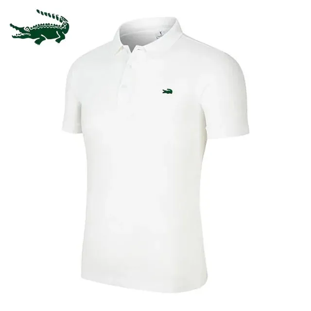 2024 High Quality Embroidered Men's Cotton Polo Shirt: Premium Business Casual with Elegant Lapel Design