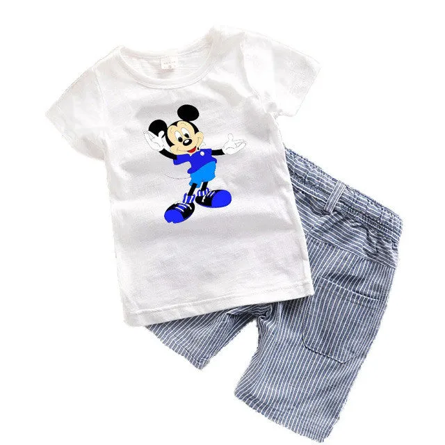 2PCS Suit Baby Boy Clothes Children Summer Toddler Boys Clothing set Cartoon 2017 New Kids Fashion Cotton Cute Animal Sets T20