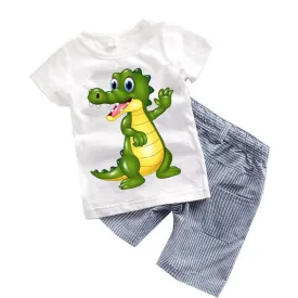 2PCS Suit Baby Boy Clothes Children Summer Toddler Boys Clothing set Cartoon 2017 New Kids Fashion Cotton Cute Animal Sets T20