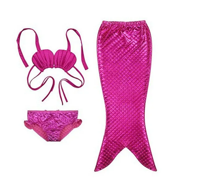 3PCS Girl Kids Mermaid Tail Swimmable Bikini Set Bathing Suit Fancy Cosplay Costume 3-9Y