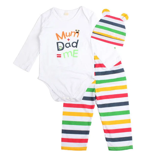 3pcs Newborn Baby Girl Clothes Long-sleeved Romper Hat Pants Sets Infant Animal Cartoon Winter Cotton Baby Boy Girl Clothing Set