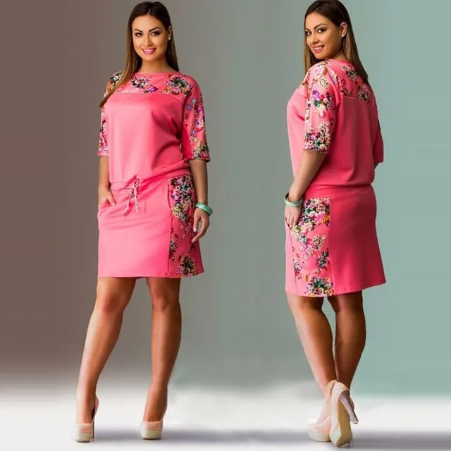 5XL 6XL Summer Dresses Big Size 2017 Fashion Elegant Women Half-Sleeve Print Dress Plus Size Casual Robe Office Dress Vestidos