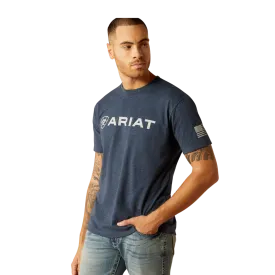 Ariat Men's Shield Flag Navy Heather T Shirt