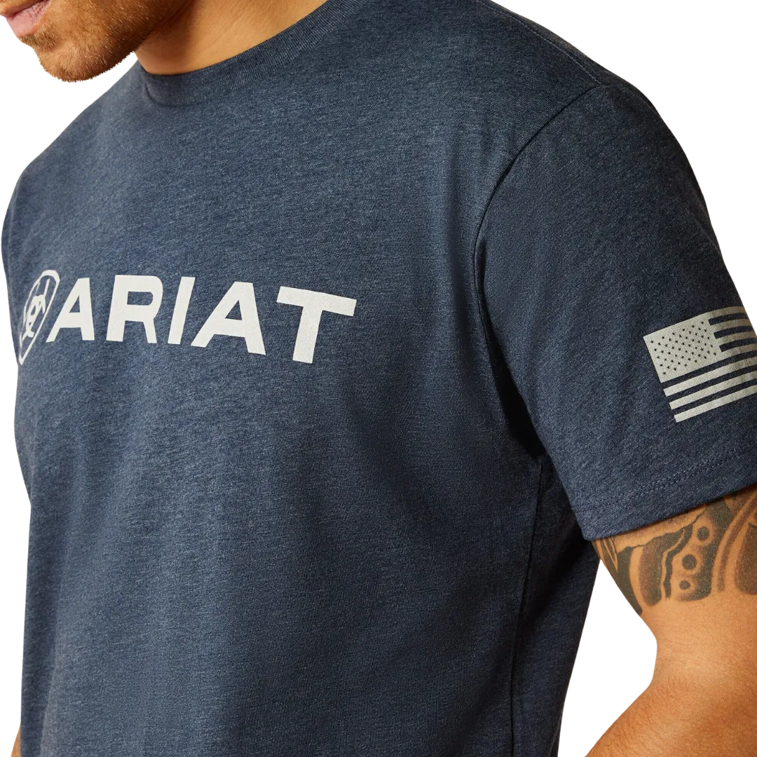 Ariat Men's Shield Flag Navy Heather T Shirt