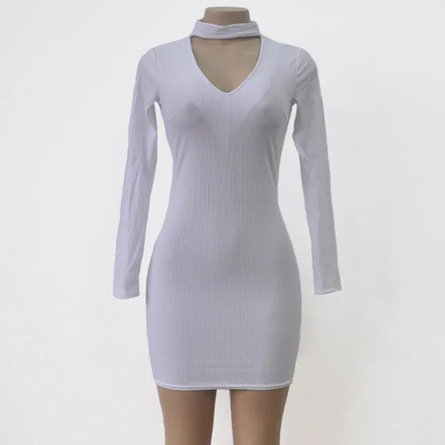 Autumn Winter Women Knitting Dress 2017 Long Sleeve Sexy Short Pencil  Knitted Dress Slim Bodycon Party Vestidos Sweater Dresses