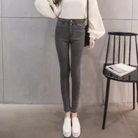 Autumn Women High Waist Jeans Casual Denim Skinny big Size Pencil Pants casual skinny denim pants slim female trousers