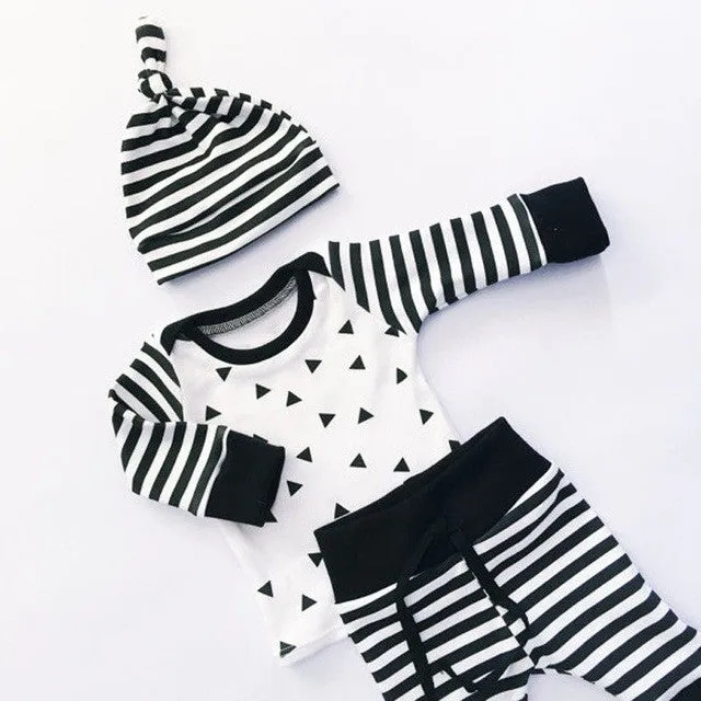 Baby Boys Clothing 3pcs Outfits Set Newborn Toddler Infant Kids Baby Boy Clothes T-shirt Tops Pants Hat