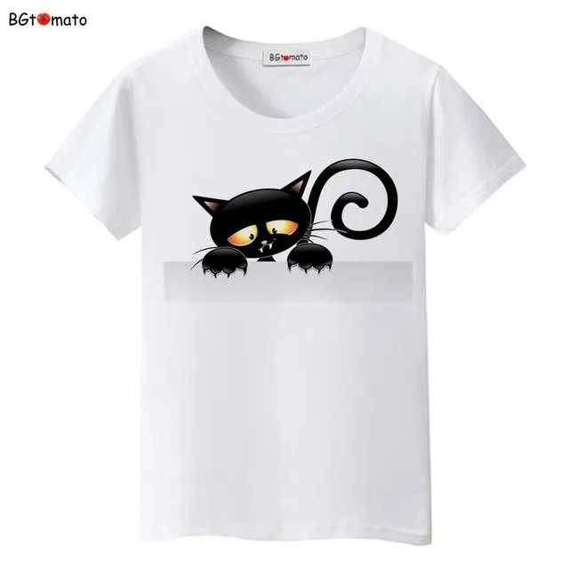 BGtomato super cool elegant cat T-shirts for women originality design fashion 3D shirts Brand good quality soft casual shirts