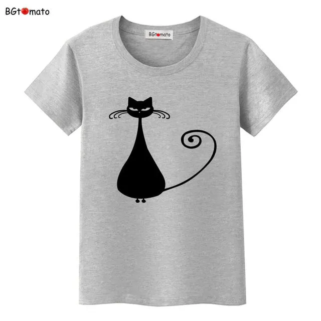 BGtomato super cool elegant cat T-shirts for women originality design fashion 3D shirts Brand good quality soft casual shirts