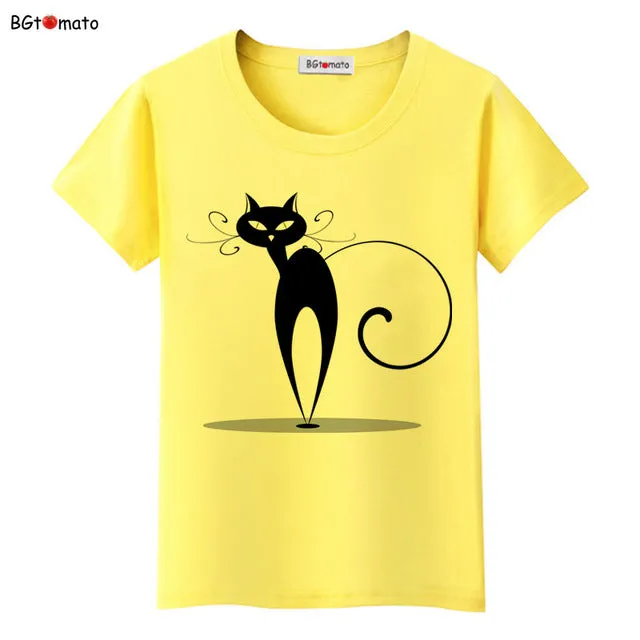 BGtomato super cool elegant cat T-shirts for women originality design fashion 3D shirts Brand good quality soft casual shirts