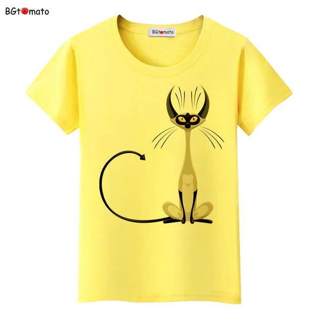 BGtomato super cool elegant cat T-shirts for women originality design fashion 3D shirts Brand good quality soft casual shirts