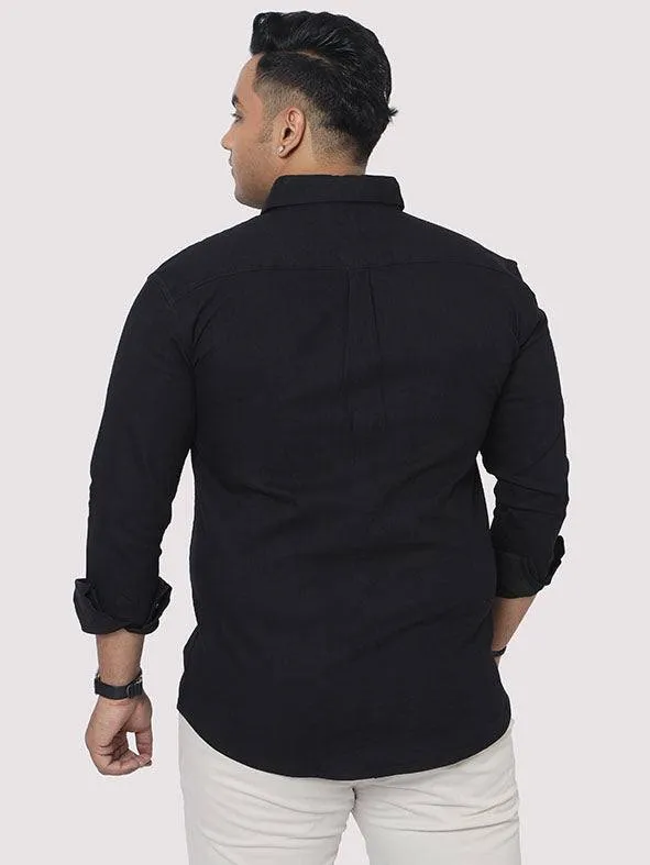 Black Denim Single Pocket Full Sleeve Shirt Men's Plus Size