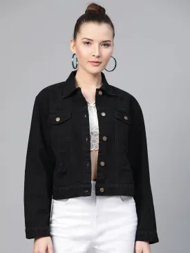 Black Distress Look Denim Jacket