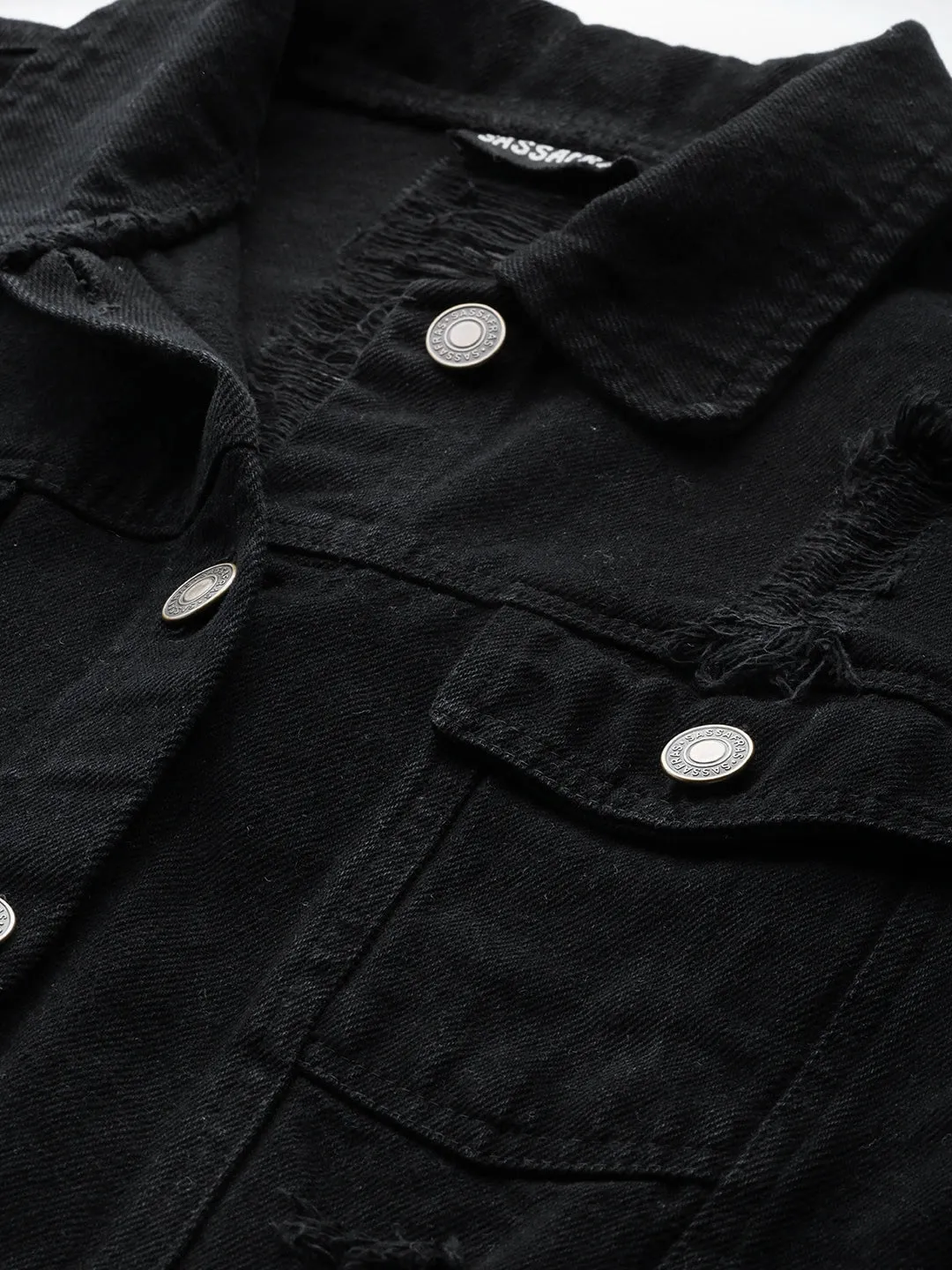 Black Distress Look Denim Jacket