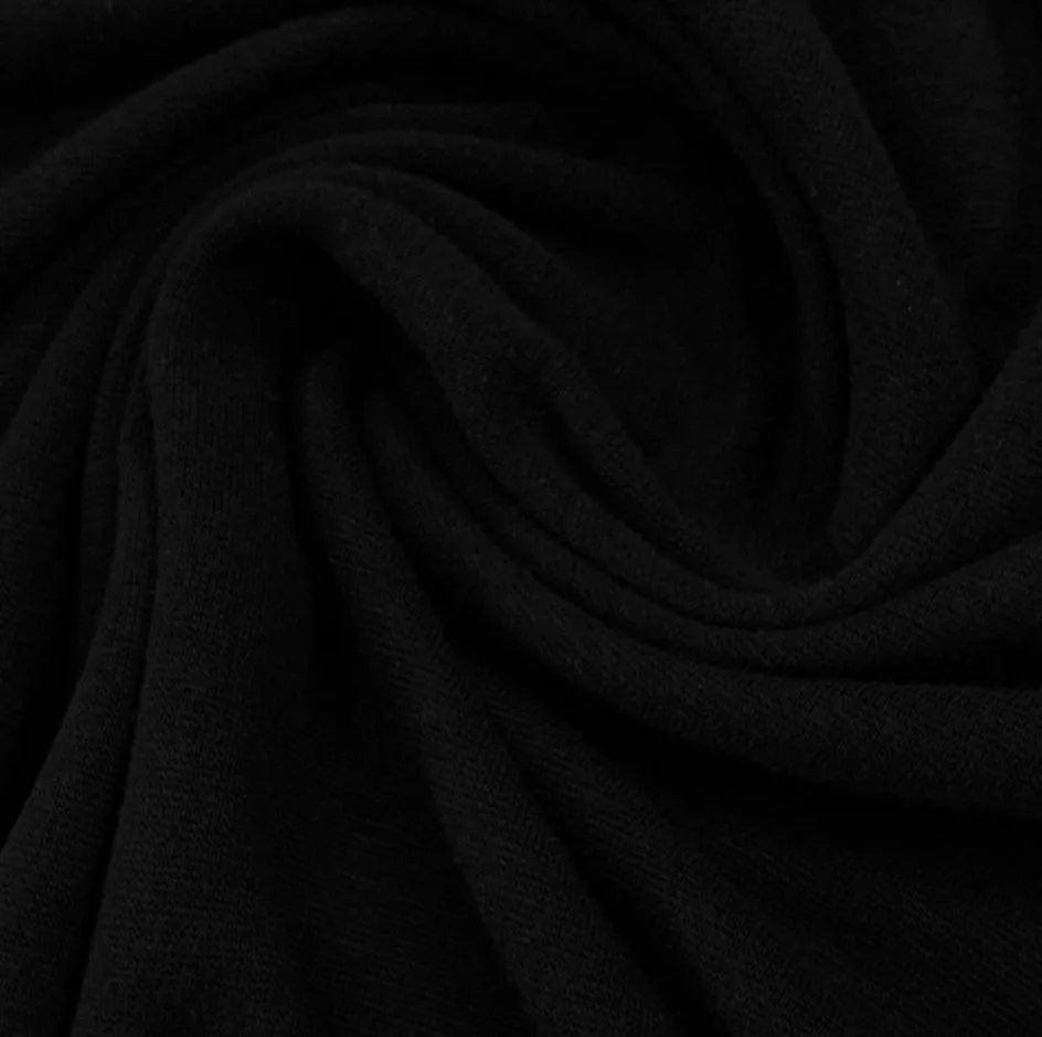 Black Organic Cotton/Spandex Rib Knit Fabric - 2x2