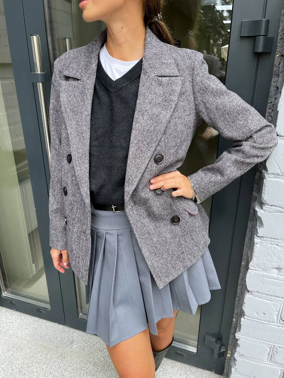 Blazer Women Business Style Trendy Gray Blazer