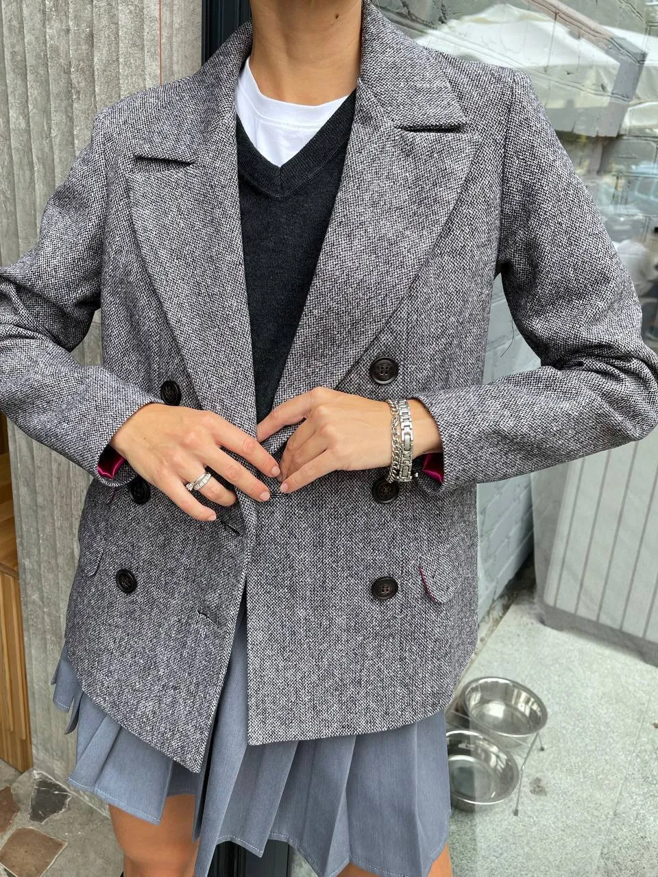 Blazer Women Business Style Trendy Gray Blazer