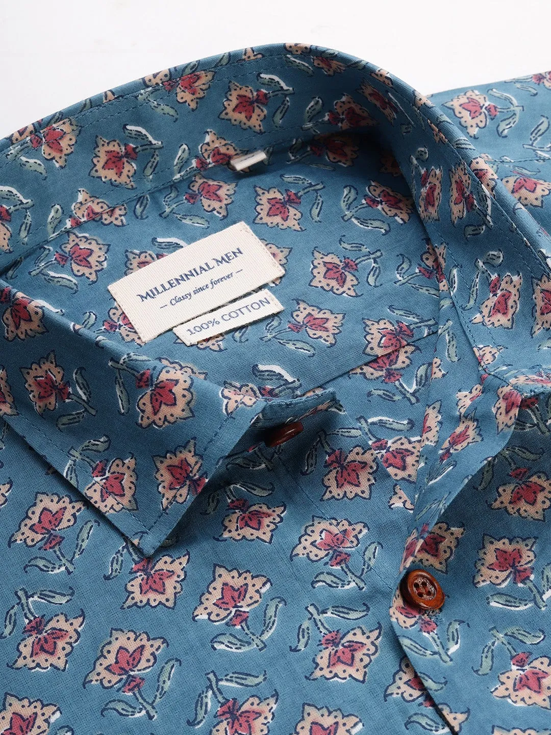 Blue Cotton Full Sleeves Shirts For Men-Mmf0233