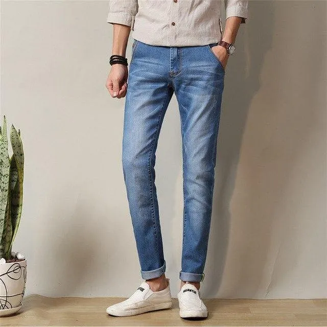 Brother Wang Brand 2017 New Men's Elastic Jeans Fashion Slim Skinny Jeans Casual Pants Trousers Jeans Male Green Black Blue