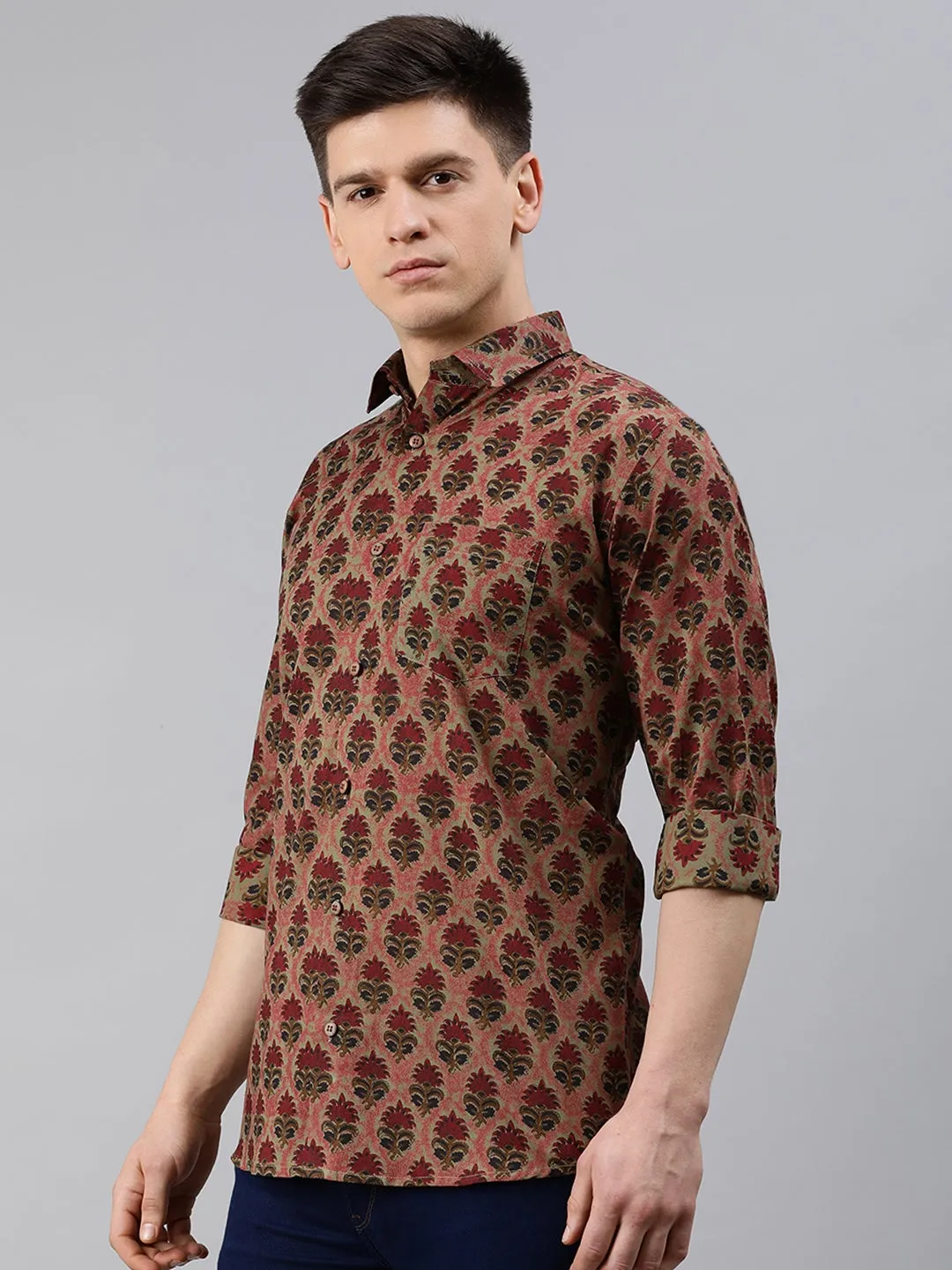 Brown Cotton Full Sleeves Shirts For Men-Mmf0245