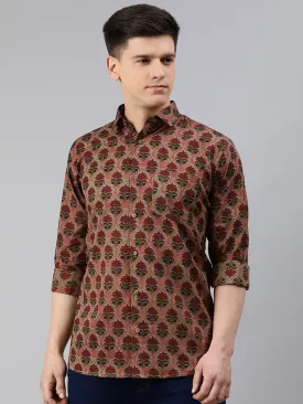 Brown Cotton Full Sleeves Shirts For Men-Mmf0245