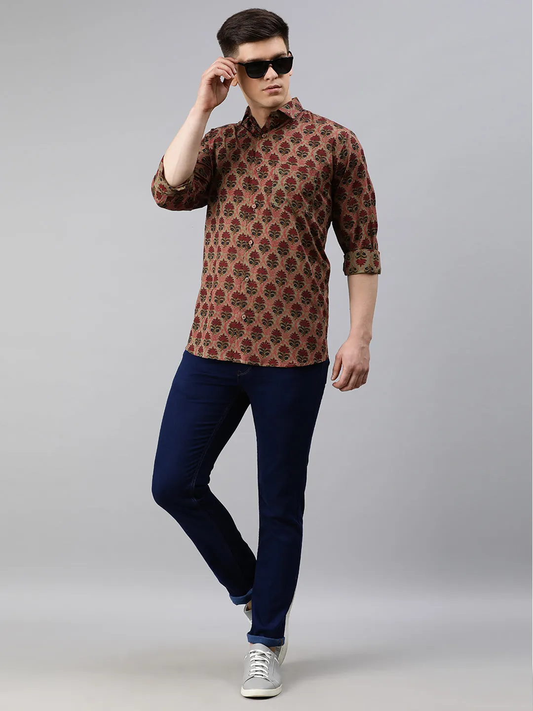 Brown Cotton Full Sleeves Shirts For Men-Mmf0245