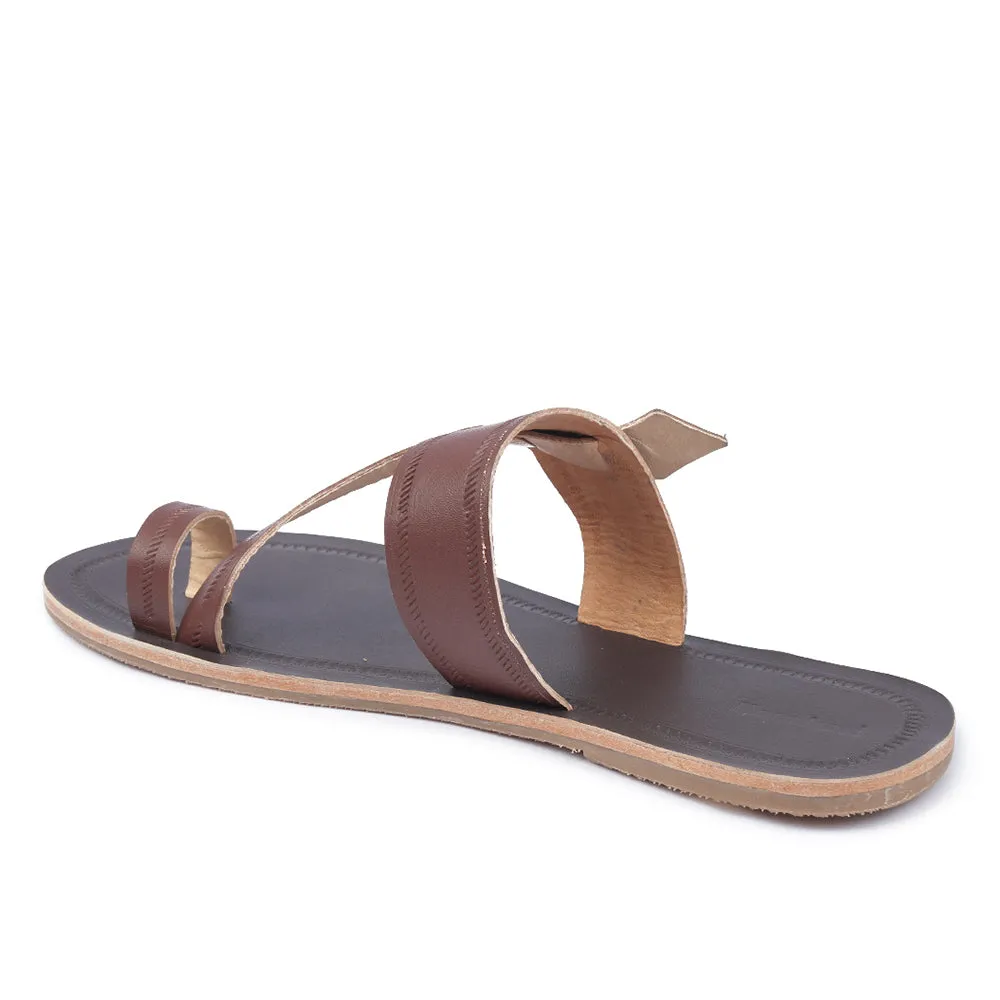 Brown Handstitched Leather Kolhapuri Men Sandal