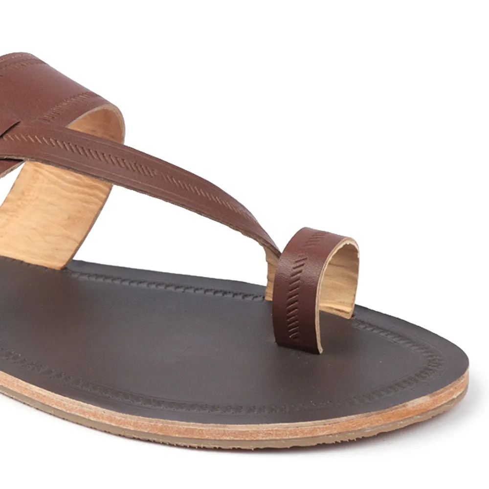 Brown Handstitched Leather Kolhapuri Men Sandal