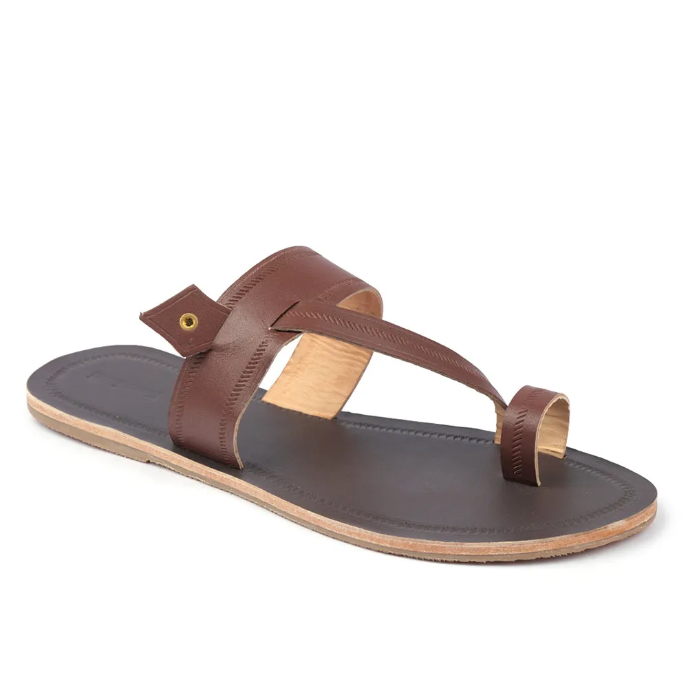 Brown Handstitched Leather Kolhapuri Men Sandal