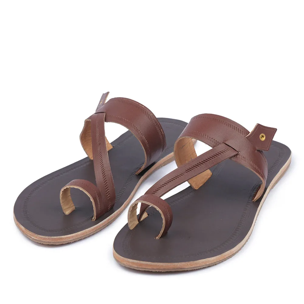 Brown Handstitched Leather Kolhapuri Men Sandal