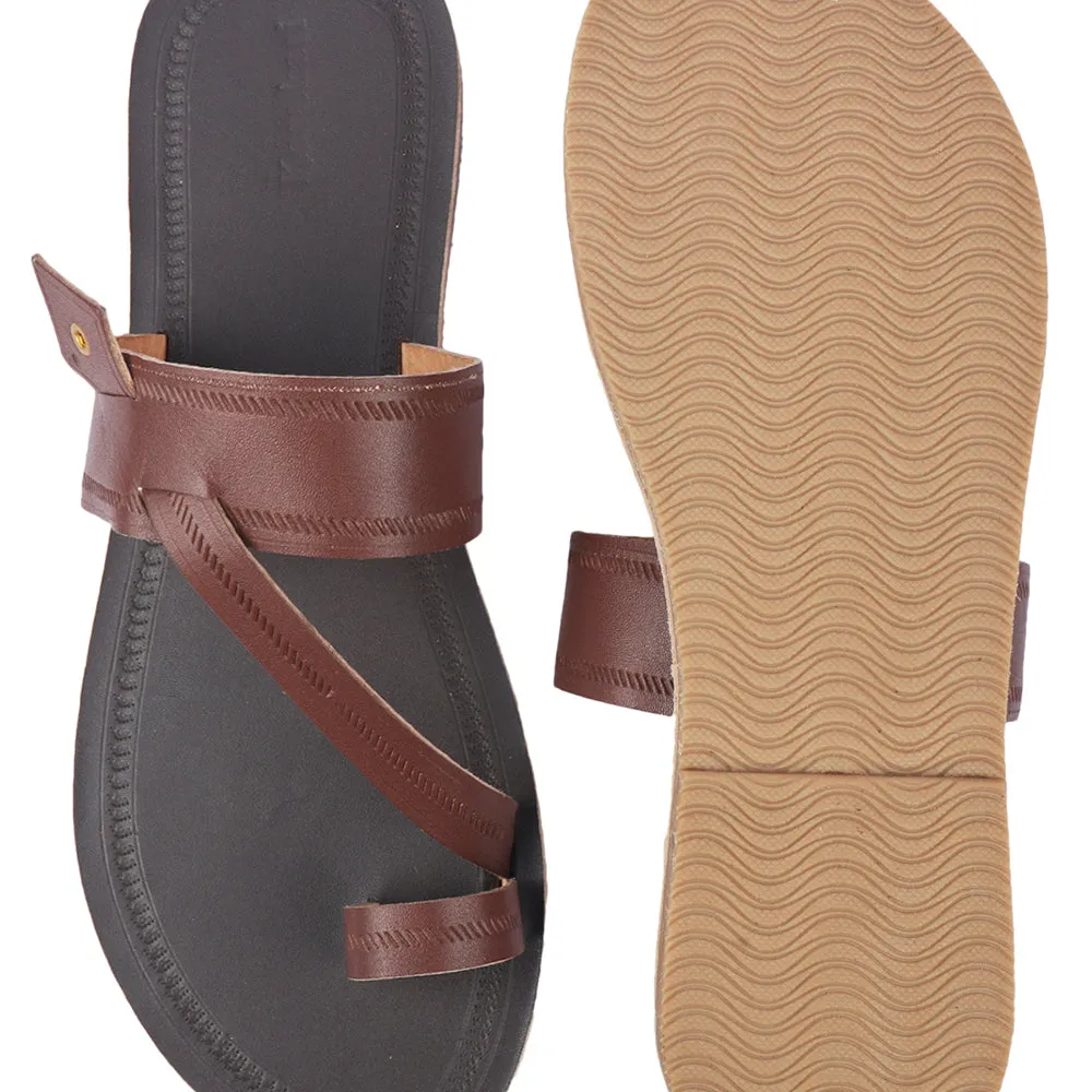 Brown Handstitched Leather Kolhapuri Men Sandal