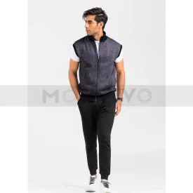 Charcoal Mock Neck Zipper Jacket