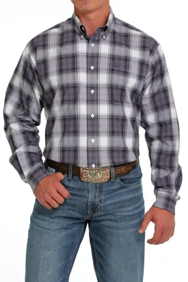 Cinch Purple/White Plaid Button-Down Shirt for Men