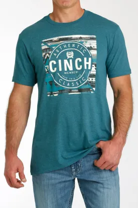 Cinch Teal "Cinch Authentic Classic" Serape Logo Tee for Men