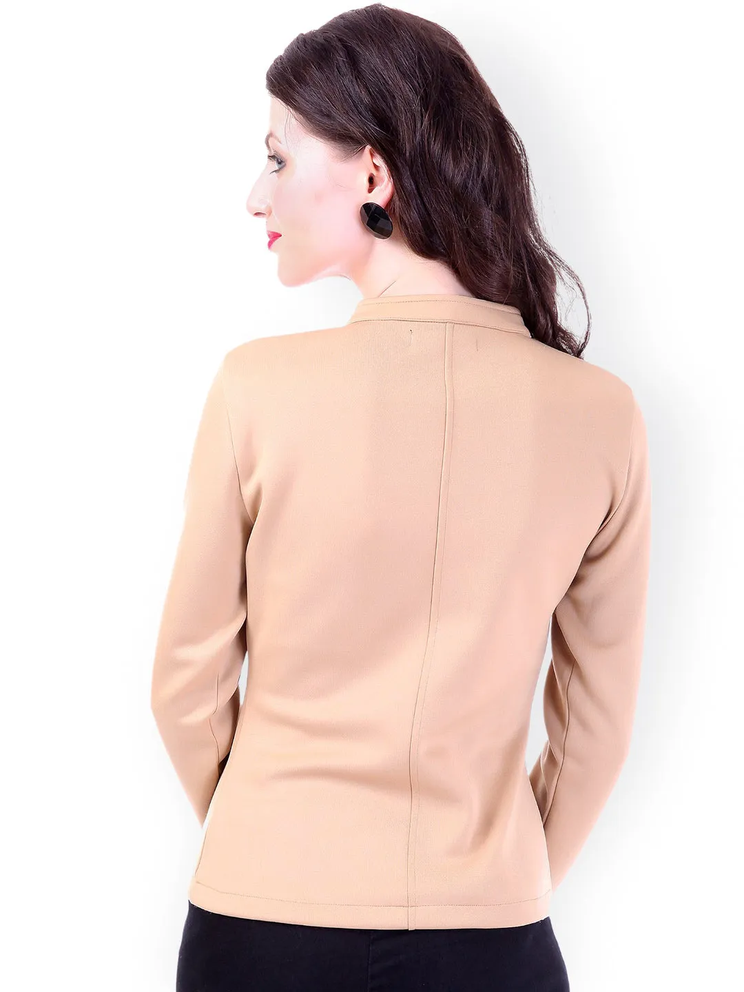 Contrast Binding Beige Jacket