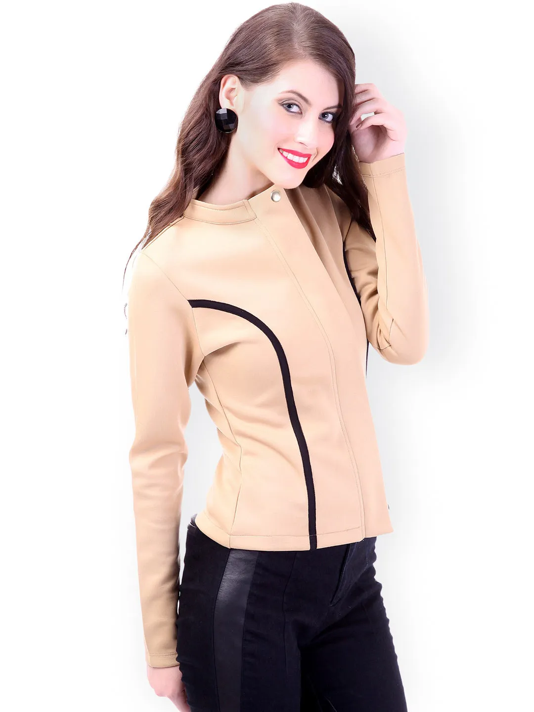 Contrast Binding Beige Jacket