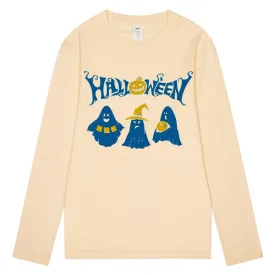 CORIRESHA Teen Ghost T-Shirt Crewneck Long Sleeve Cotton Harajuku Halloween Tops