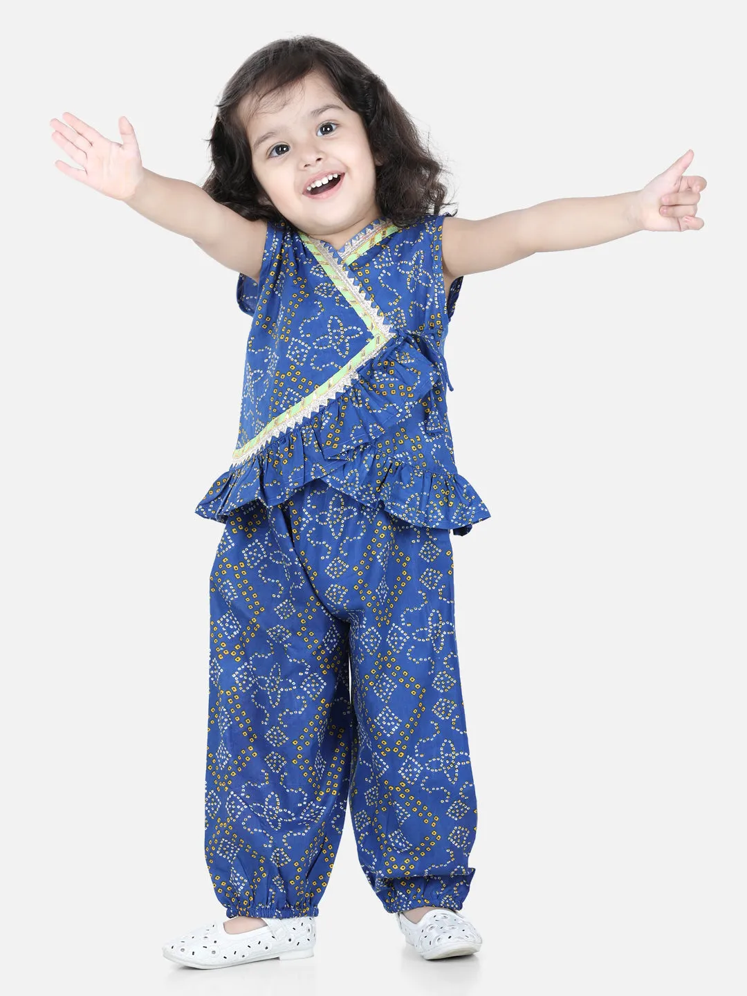 Cotton Top With Harem For Girls- Blue