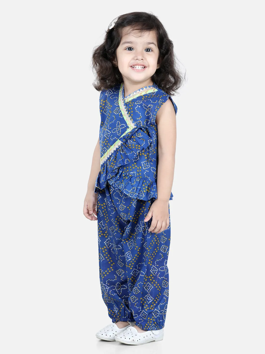 Cotton Top With Harem For Girls- Blue