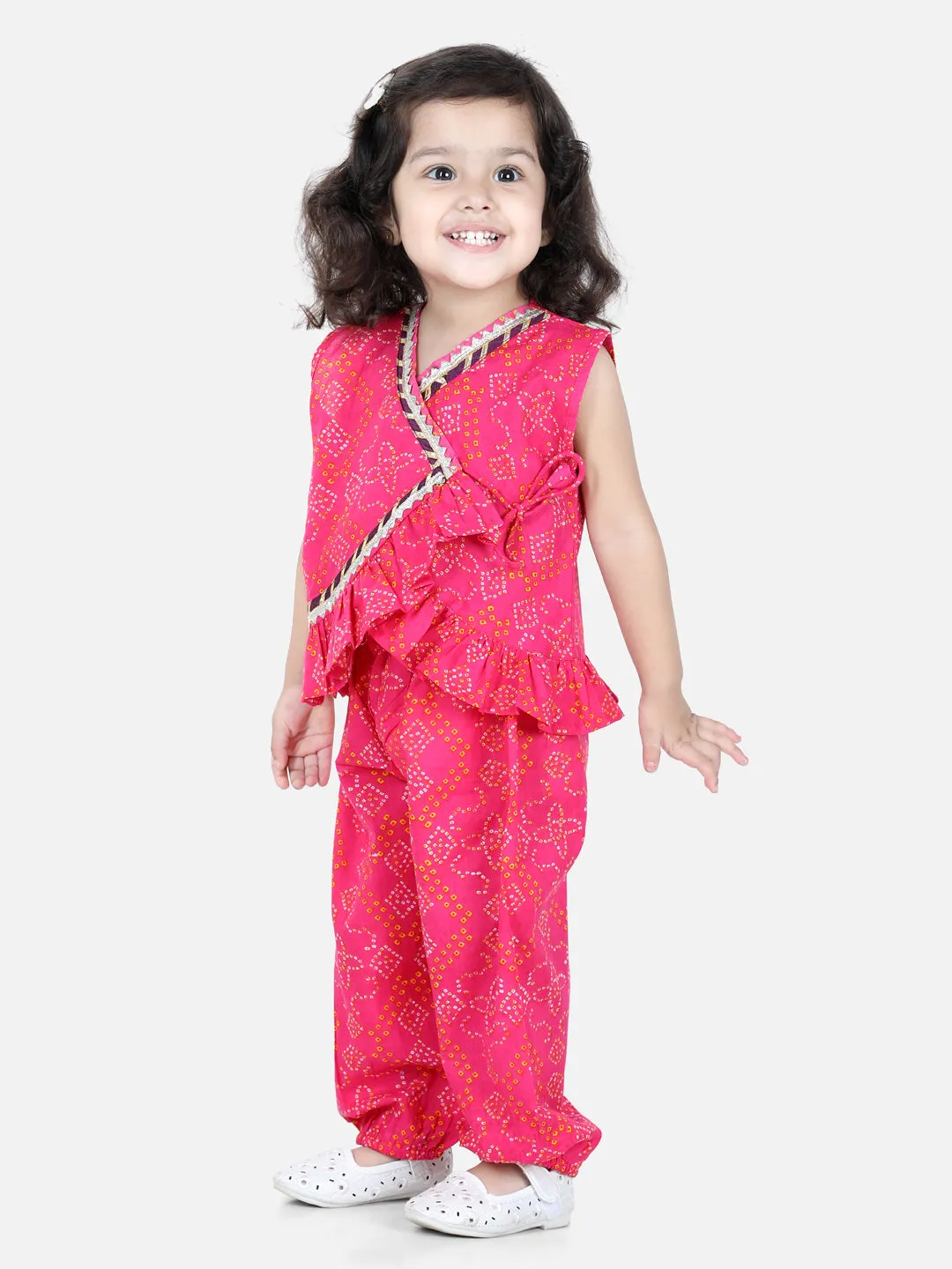 Cotton Top With Harem For Girls- Pink