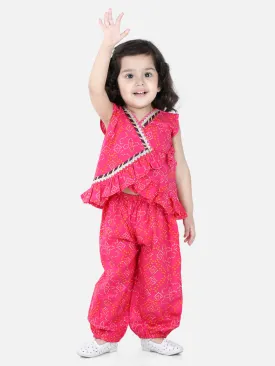 Cotton Top With Harem For Girls- Pink